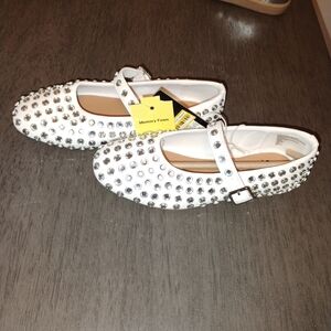 White Mary Jane's With Studs Size 1